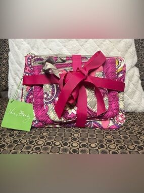 Vera Bradley RETIRED ‘Paisley Meets Plaid’ Cosmetic Trio Pouch Set